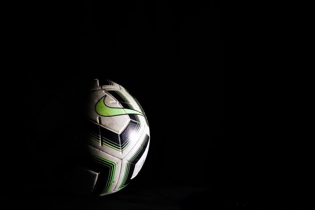 blue and black soccer ball