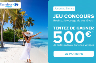 Tentez de gagner 500E de cartes cadeaux Carrefour Voyages afin de realiser le voyage de vos reves